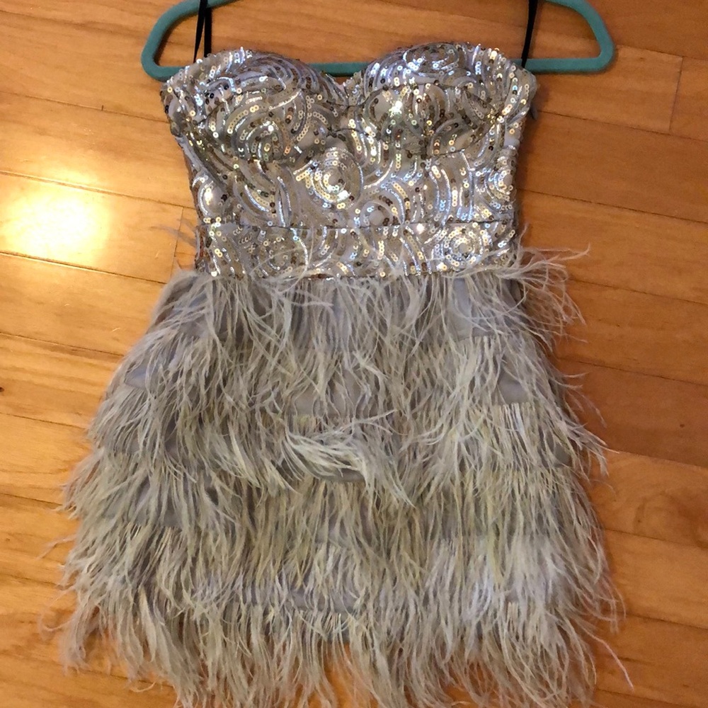 Bebe Feathered Cocktail Dress